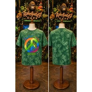 Vintage Rainforest Cafe MGM Grand Las Vegas Frog Tie Dye Tee L
